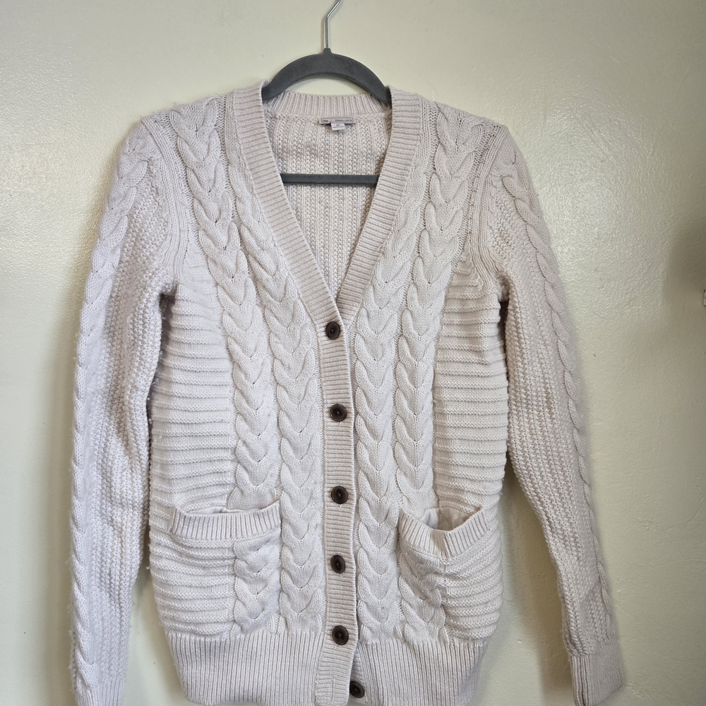 GAP Cream Cable Knit Cardigan